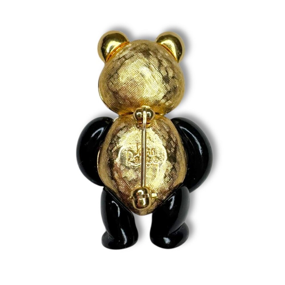 Joan Rivers Pavé Crystal Black Enamel Panda Brooch Articulated - Picture 2 of 8